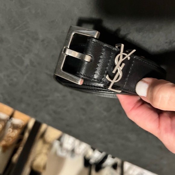 Authentic Saint Laurent YSL Monogram Cassandre Leather Belt 85 - Picture 8 of 14